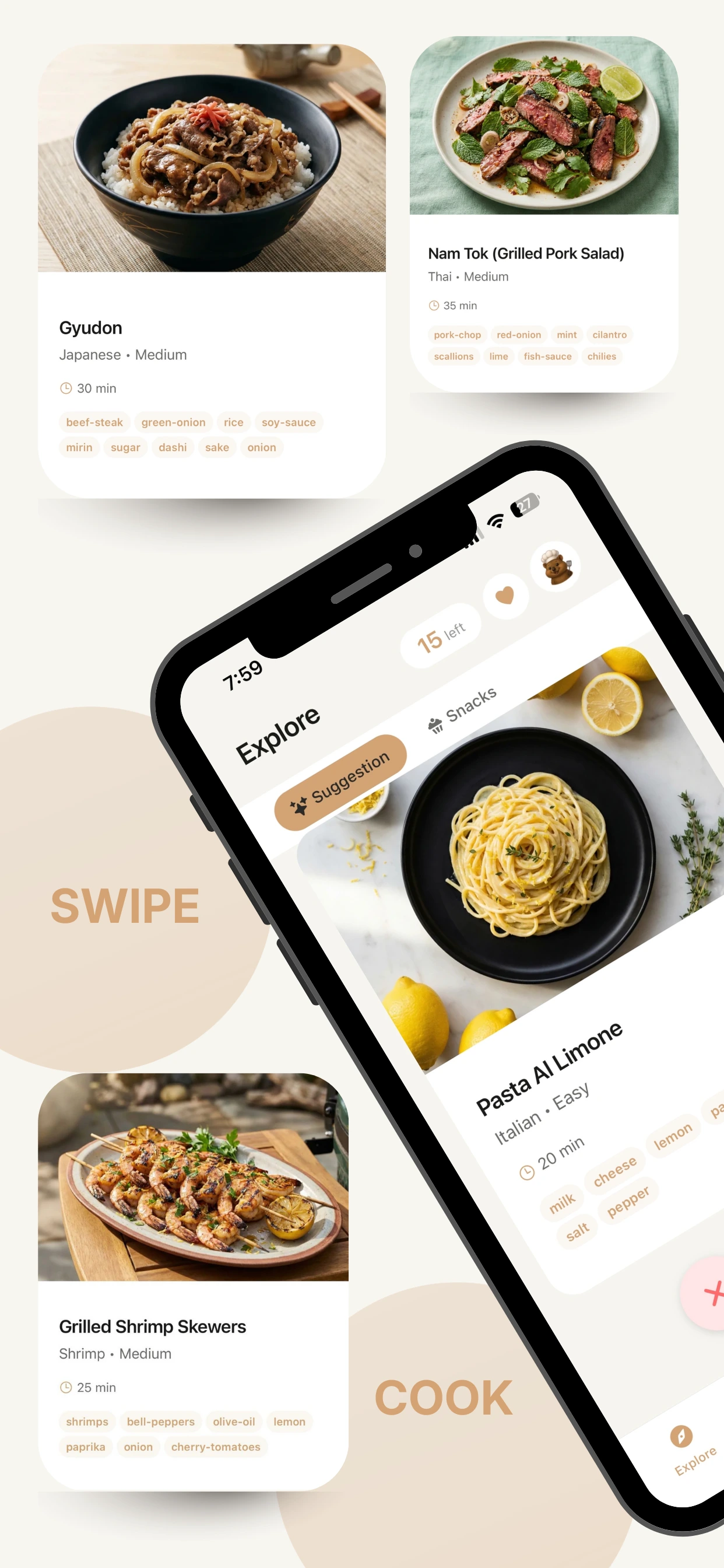 Mealody cuisine and preference selection screen
